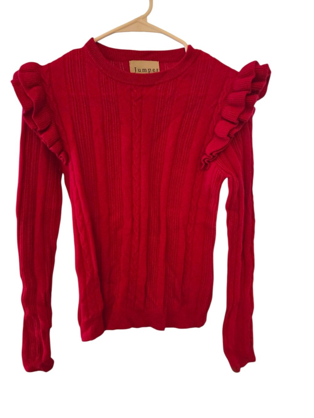 Jumper 1234 Designer Size 1 (UK 6/8) red 100% Cashmere Sweater Crew Neck